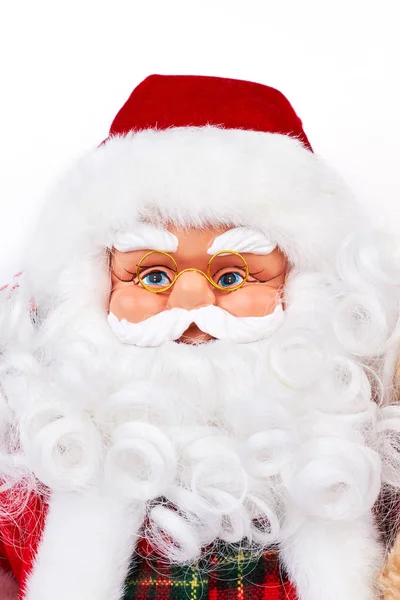 Nahaufnahme Porträt der Weihnachtsmann-Puppe. — Stockfoto