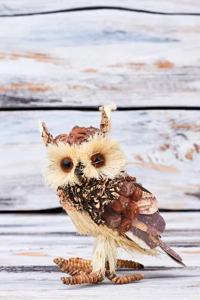 Cute handmade wooden owl. — Stock Photo, Image