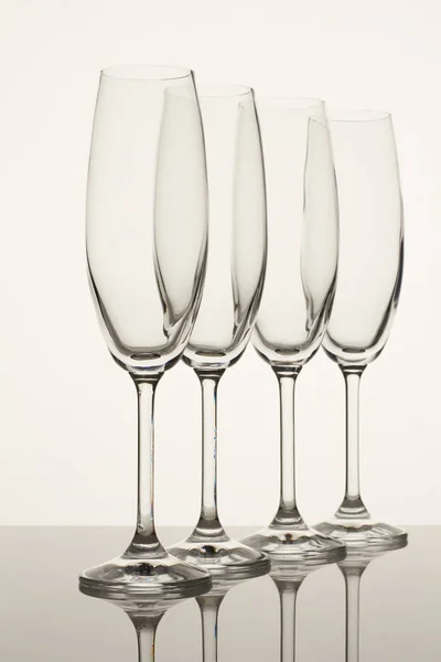 Four fragile goblets for wine or champagne. — Stock Photo, Image