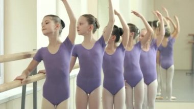 Grup pratik sınıfına sahip zarif balerinler.