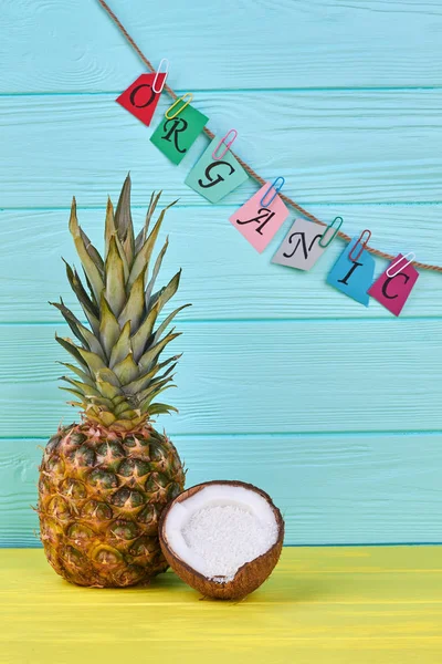 Composition from organic pineapple and coconut. — Stock Photo, Image