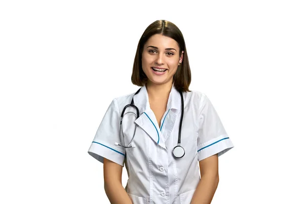 Portrait of beautiful doctor with stethoscope. — Stock Photo, Image