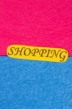 Yazıt alışveriş ile renkli arka plan.