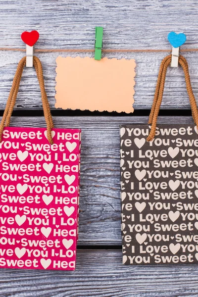 Paper bags with Valentines Day printing.