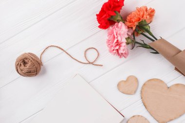 Sevgililer günü, düz lay.