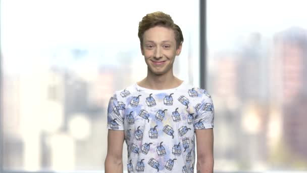 Portrait of happy smiling teen boy. — Stock Video