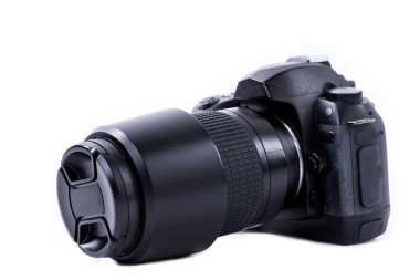 profesyonel fotoğraf makinesi üzerinde beyaz izole.