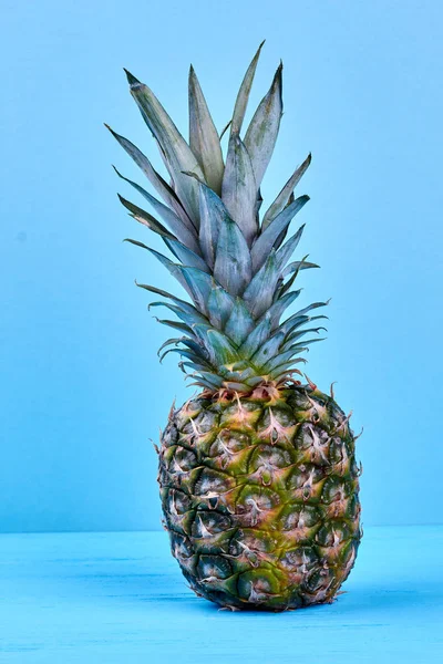 Ripe pineapple on blue backgound. — Stock Photo, Image