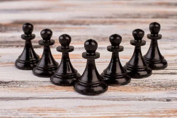 Složení černé šachové pěšců. — Stock fotografie