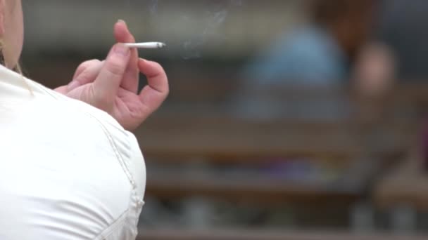 Female hand holding cigarette. — Stock Video