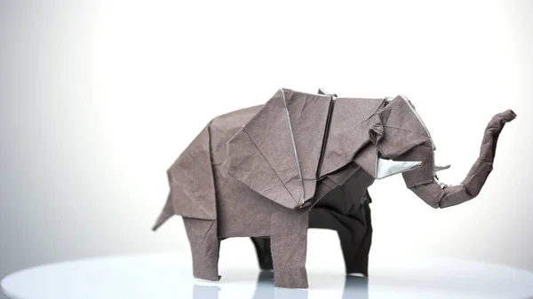 Grey origami elephant. — Stock Photo, Image