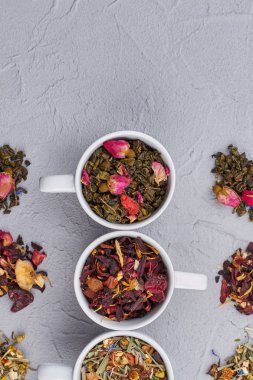 Bardak çeşitleri kuru çay, üst görünümü.