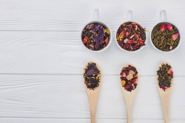 Kaşık ve bardakkuru çay.