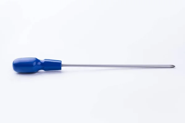 Blue handle screwdriver on white background. — Stock Photo, Image