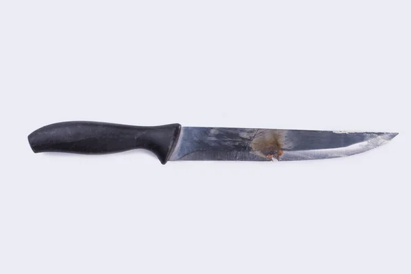 Kauçuk saplı paslı eski bıçak. — Stok fotoğraf