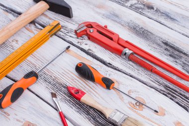 İnşaat aletleri seti.