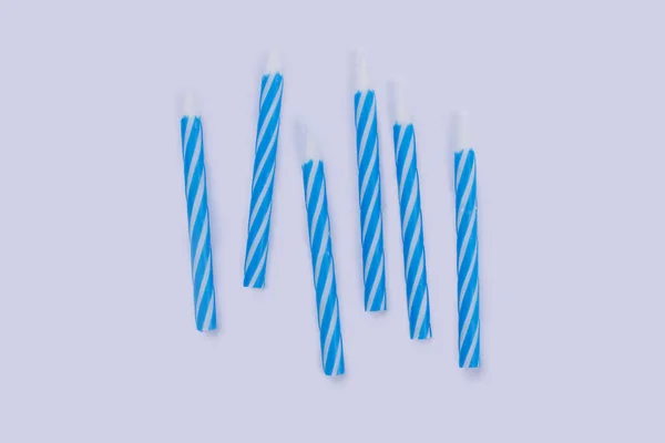 Blue striped Birthday candles. — Stock Photo, Image