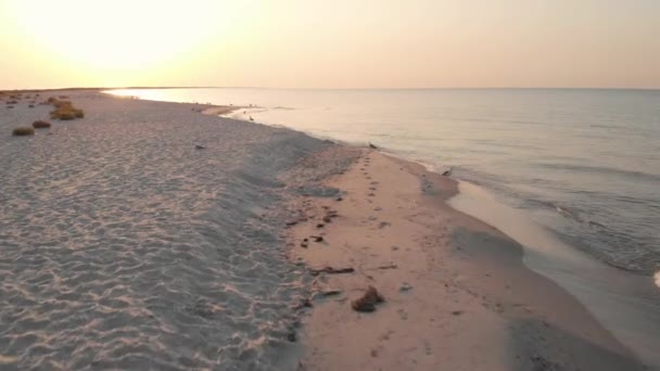 Nyugalmas strand naplementekor. — Stock videók