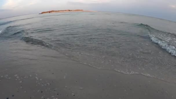 해변에서 바다 파도 함께 아름 다운 여름 풍경. — 비디오