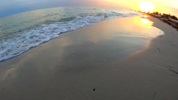 Naturskön utsikt över den vackra solnedgången över havet. — Stockvideo