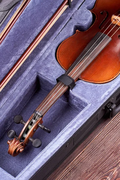 Violin in opened velvet case. — Stock Photo, Image