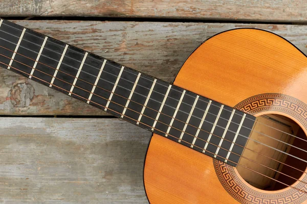 Fretboard of acoustic guitar. — Stock Photo, Image