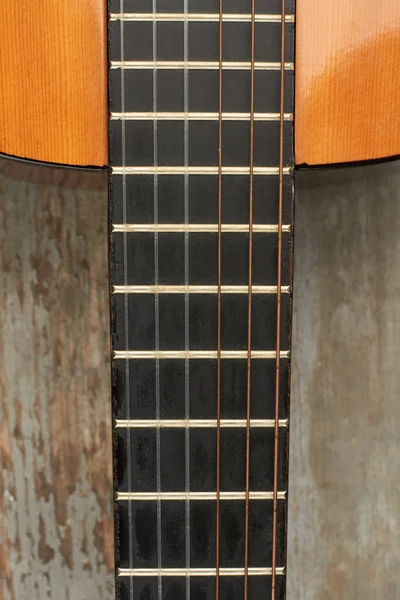 Acoustic guitar fretboard. — Stock Photo, Image