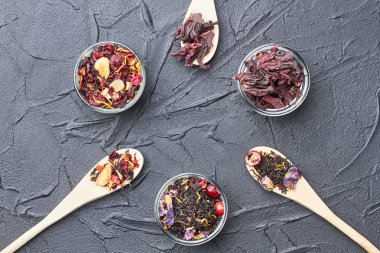 Kuru çaylar farklı türde, üst görünüm.