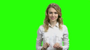 İş kadını hayali ekrana dokunuyor.