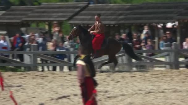 Espectáculo de equitación en el festival anual . — Vídeo de stock