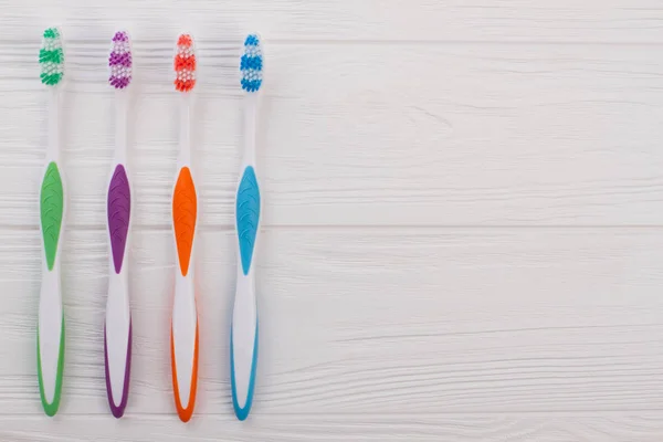 Set of tooth brushes and copy space. — Stock Photo, Image