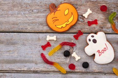 Cadılar Bayramı arka plan ile tatlılar.