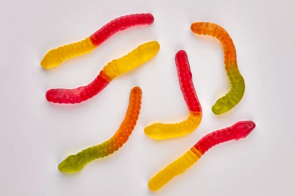 Gummy worms isolated on white background.