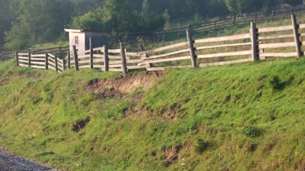 Pueblo de montaña en Cárpatos en verano . — Vídeo de stock