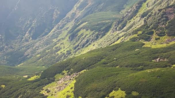 Paesaggio montano con colline erbose e pendii . — Video Stock