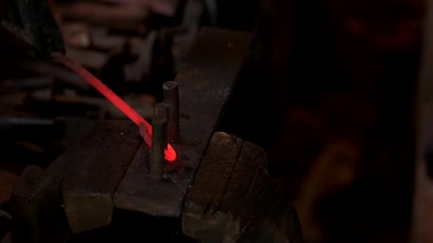 Forging hook tool at forge. — Stock Video
