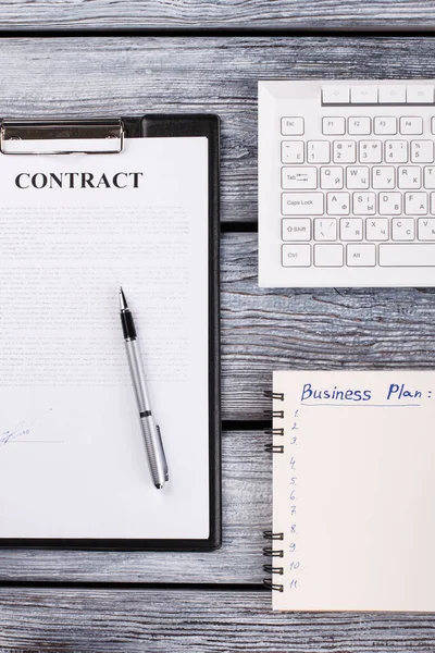 Signed contract with pen. — Stock Photo, Image