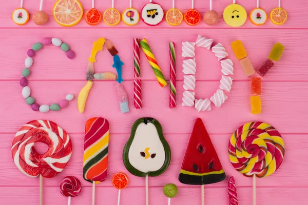 Word CANDY made from colorful candies. — Stock Photo, Image