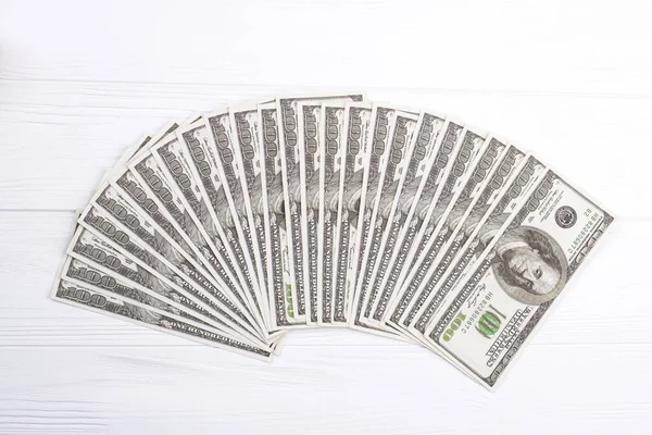 US dollar banknotes fan on white background. — Stock Photo, Image