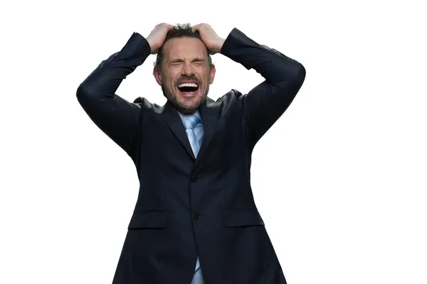 Yelling mature man in suit. — Stock Photo, Image