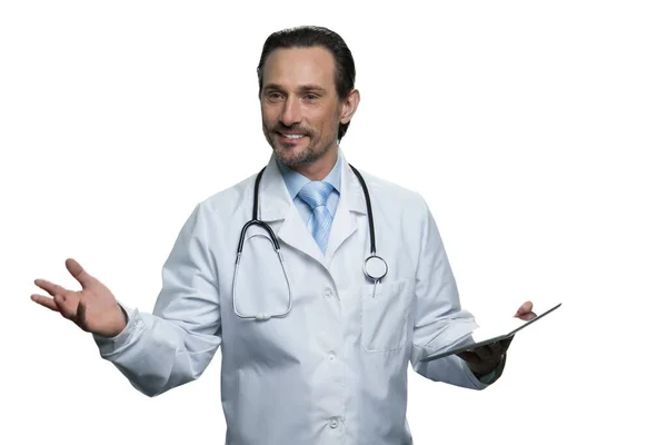 Asesor médico guapo en bata blanca . — Foto de Stock