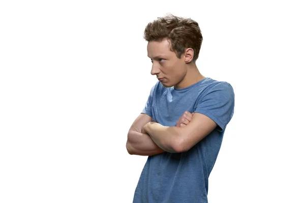 Portrait of serious caucasian teen boys with folded arms. — Stock Photo, Image