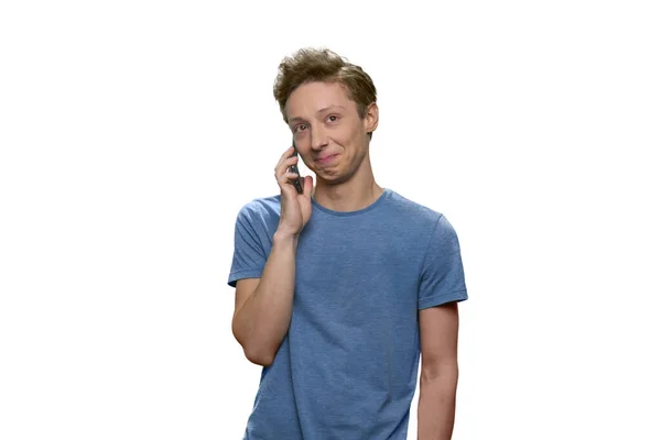 Porträt von Teenager-Jungen beim Telefonieren. — Stockfoto