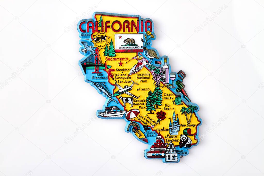 California tourist map magnet souvenir.