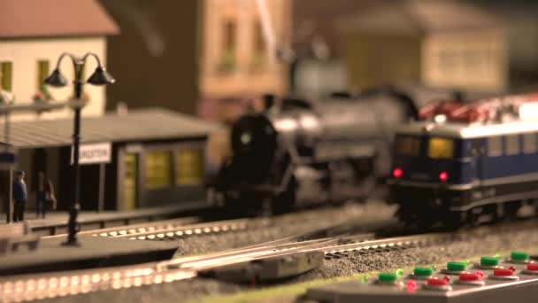 Mini estación de tren modelado . — Vídeos de Stock