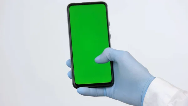 Telefon z zielonym ekranem dla chromakey. — Zdjęcie stockowe