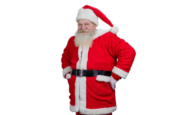 Uśmiechnięty Święty Mikołaj na białym tle. — Zdjęcie stockowe
