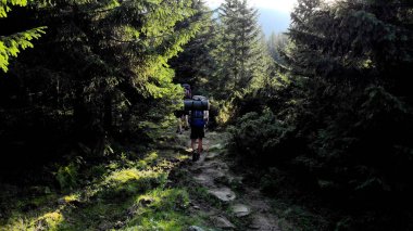 Orman yolundaki insanlar.