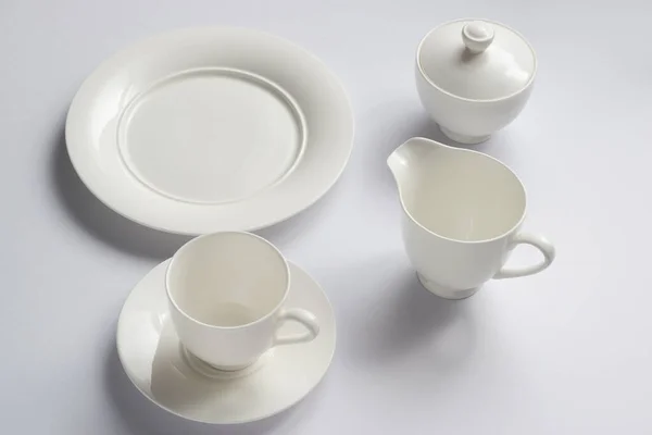 Set of fine porcelain on white background — Stock Photo, Image