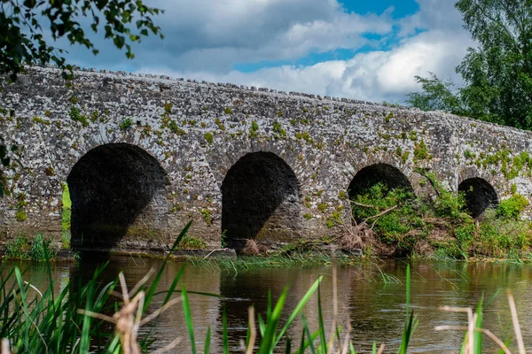 Antiguo Puente Arco Piedra Del Siglo Xii Sobre Río Campos — Foto de Stock